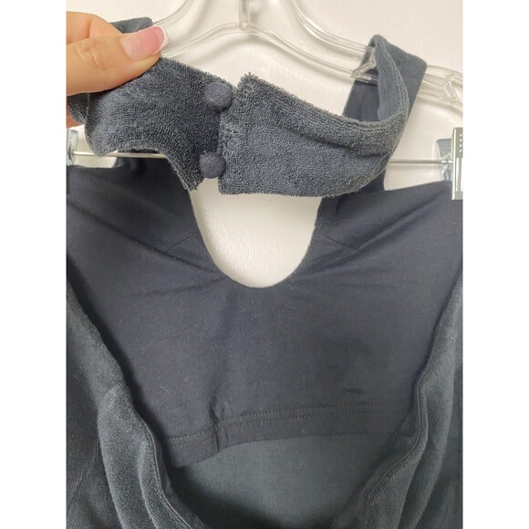 Fabletics Dress Women Island Terry Halter Neck Black Size M - Picture 7 of 13